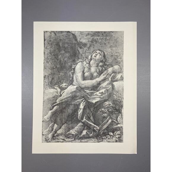 Carracci, Mary Magdalene at Prayer, Drawing, Print, Classic Art, ~ 240623-WH 595 - Picture 2 of 3